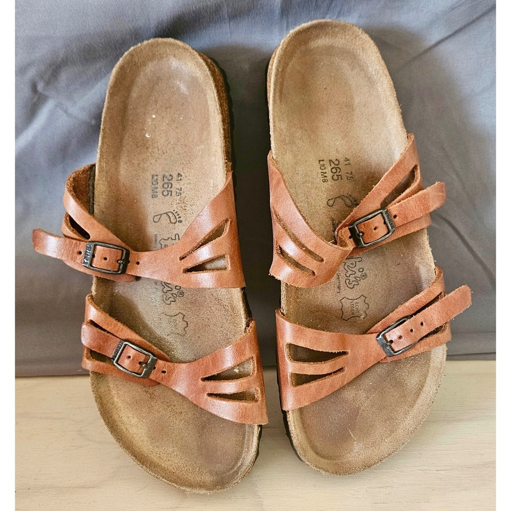 Birkenstock Granada Sandals Womens 10 Mens 8 Brown Leather Slides